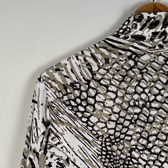 Chico's Zenergy Animal Print 3/4 Sleeve Unlined Polyester Zip Jacket Sz 2/Large - Picture 10 of 12